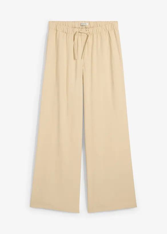 Marlenehose aus fließender Viskose in beige von vorne - bonprix
