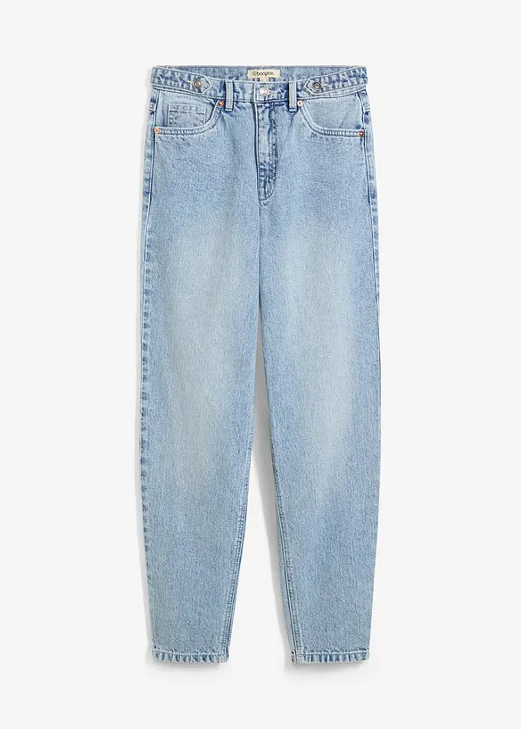 Mom Jeans High Waist, cropped in blau von vorne - bonprix