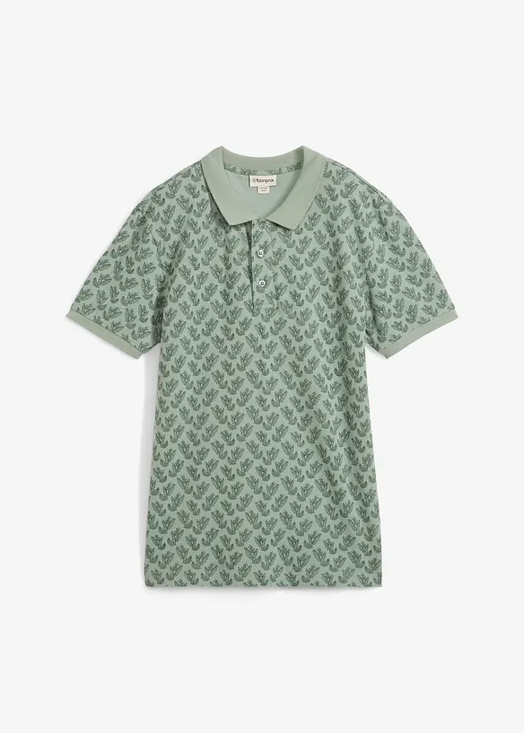 Piqué-Poloshirt aus reiner Bio-Baumwolle in grün von vorne - bonprix