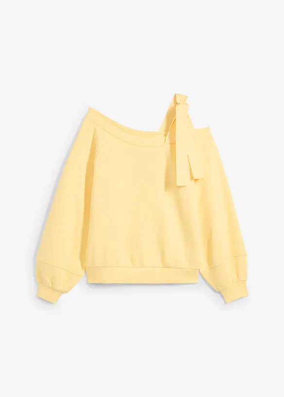 Weites Sweatshirt mit One-Shoulder in gelb von vorne - bonprix