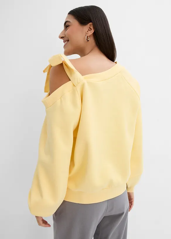 Weites Sweatshirt mit One-Shoulder in gelb von hinten (im Anschnitt) - bonprix