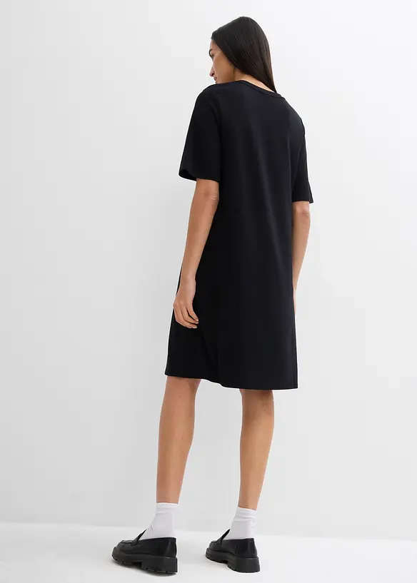 Shirtkleid in A-Linie aus Viskose-Mix in schwarz von hinten (Totalaufnahme) - bonprix Shirtkleid in A-Linie aus Viskose-Mix in schwarz von hinten (Totalaufnahme) - bonprix