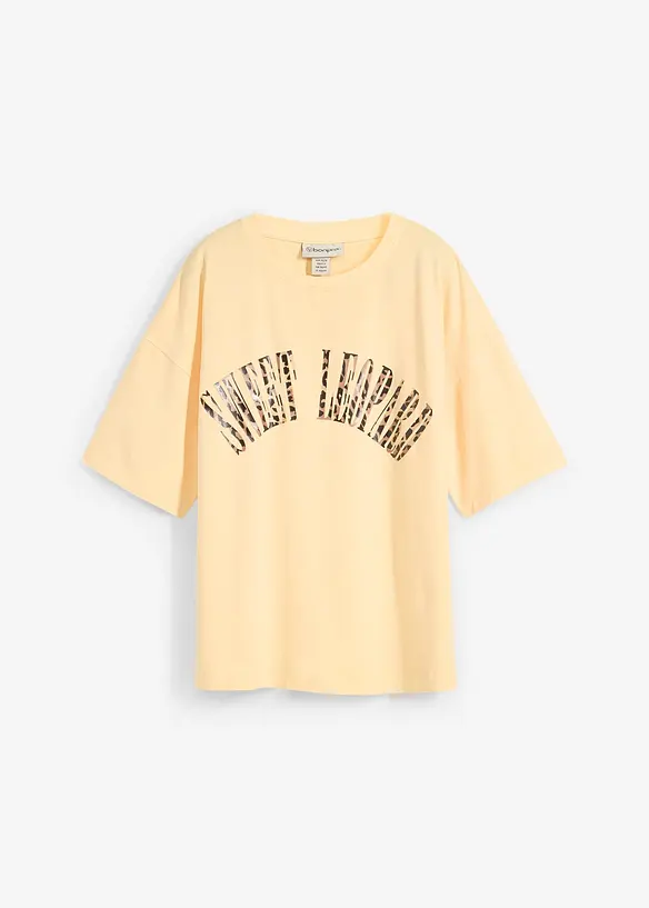Oversize-Shirt aus weichem Baumwoll-Mix in gelb von vorne - bonprix