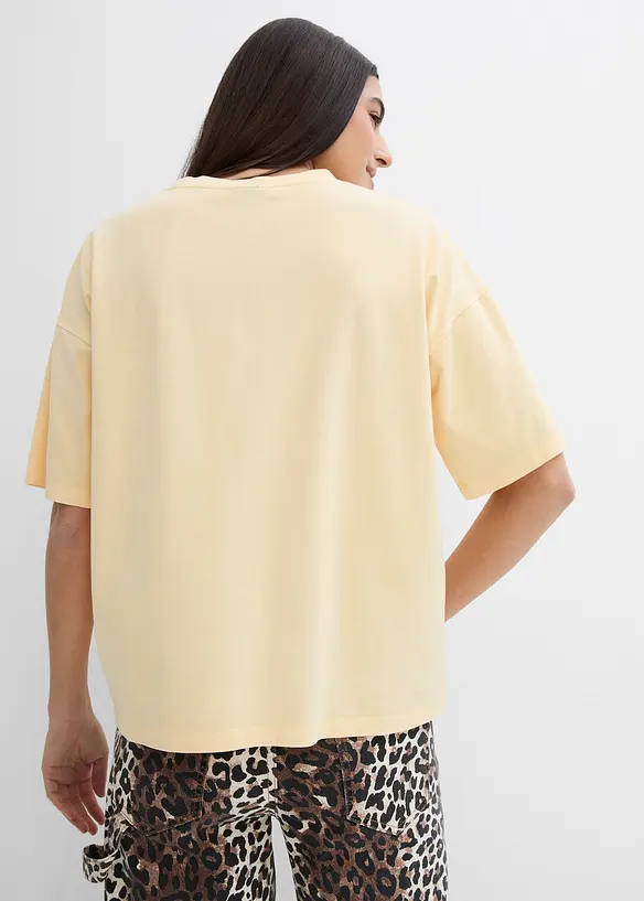 Oversize-Shirt aus weichem Baumwoll-Mix in gelb von hinten (im Anschnitt) - bonprix