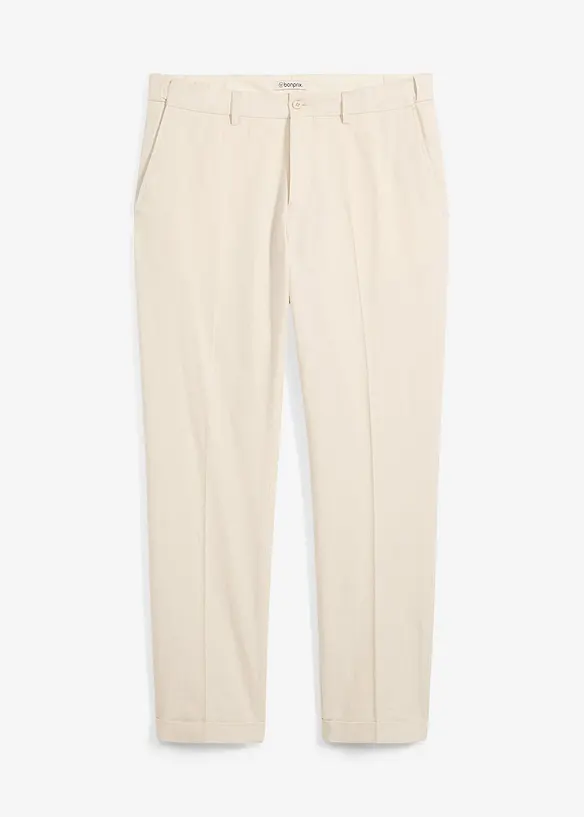 Anzugshose aus luftigem Leinen-Mix, Regular Fit in beige von vorne - bonprix