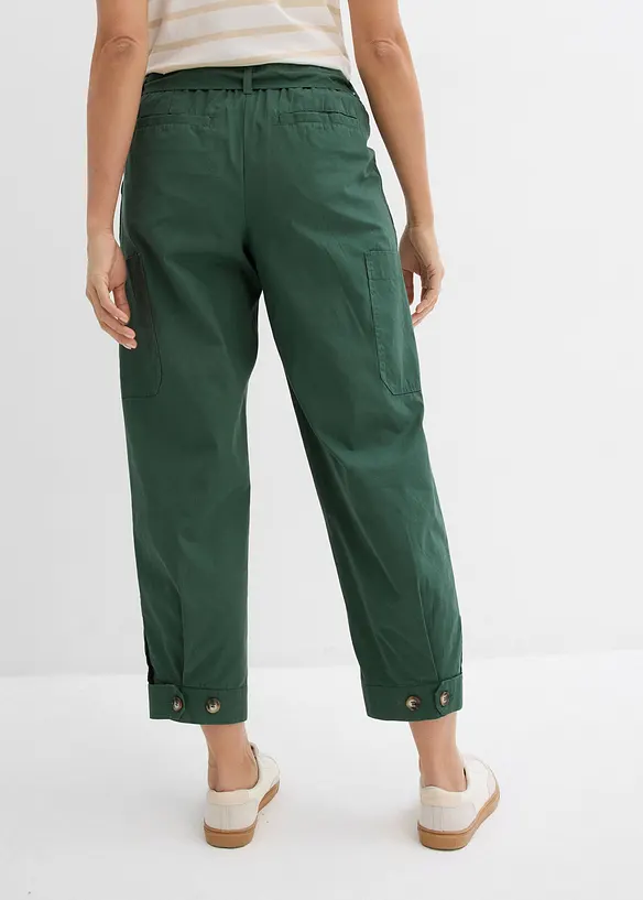 Verkürzte Cargo-Hose aus reiner Baumwolle in grün von hinten - bonprix Verkürzte Cargo-Hose aus reiner Baumwolle in grün von hinten - bonprix