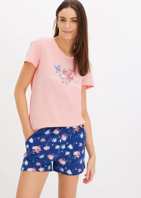 Shorty aus reiner Bio-Baumwolle in rosa von vorne (Totalaufnahme) - bonprix