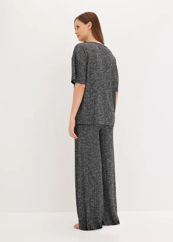Oversized Loungewear Ripp-Hausanzug in schwarz von hinten (Totalaufnahme) - bonprix