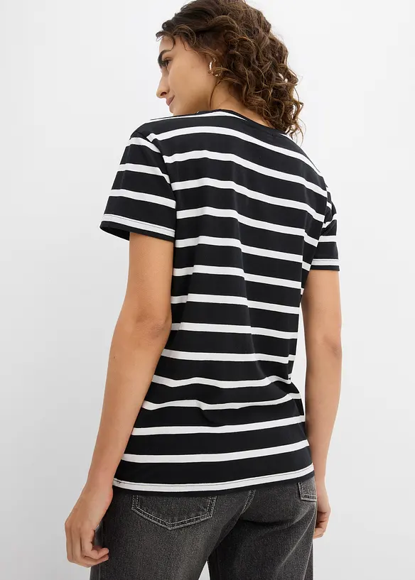 T-Shirt aus reiner Bio-Baumwolle (2er Pack) in schwarz von hinten (im Anschnitt) - bonprix