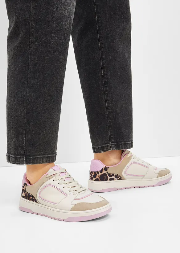Sneaker mit Animal-Details in beige - bonprix