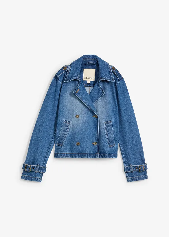 Denim Trenchjacke in blau von vorne - bonprix