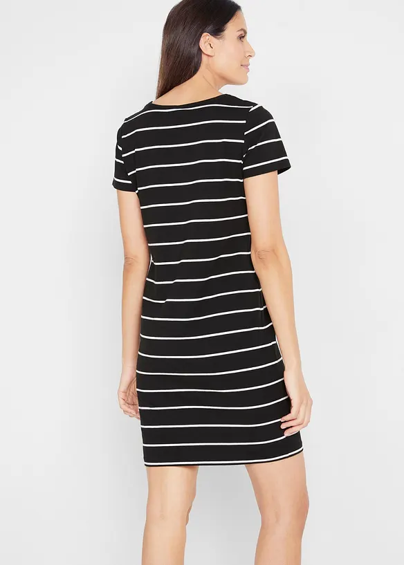 Shirtkleid aus Baumwoll-Stretch in schwarz von hinten (Totalaufnahme) - bonprix