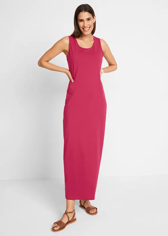 Maxikleid aus reiner Baumwolle (2er Pack) in beige von vorne (Totalaufnahme) - bonprix