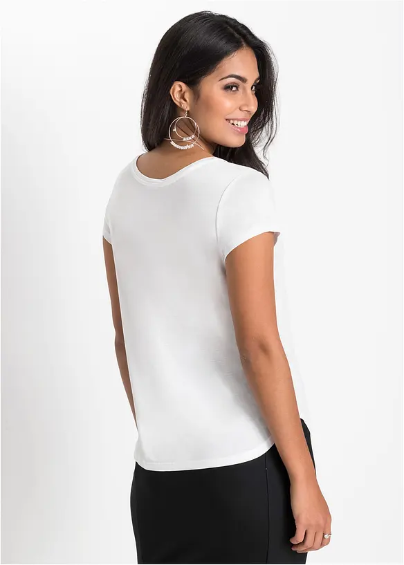 T-Shirt aus softer Viskose in weiß von hinten (im Anschnitt) - bonprix