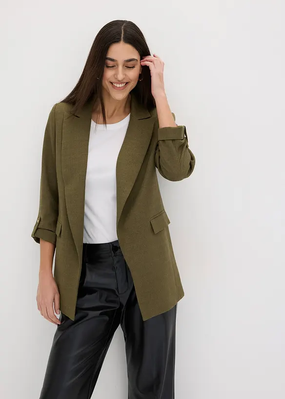 Longblazer in grün von vorne (im Anschnitt) - bonprix