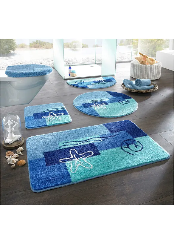 Badematte mit maritimen Motiven in blau (Ambiente) - bonprix