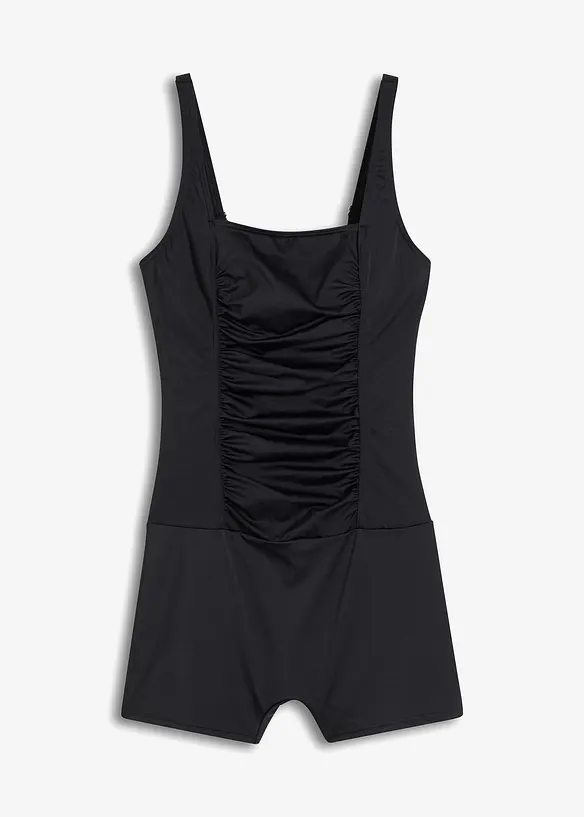 Badeanzug mit Bein in schwarz von vorne - bonprix