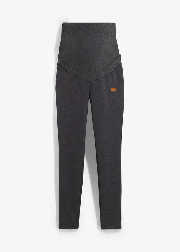 Wärmende Umstands-Leggings mit Teddyfutter in grau von vorne - bonprix