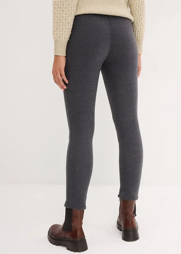 Wärmende Umstands-Leggings mit Teddyfutter in grau von hinten - bonprix