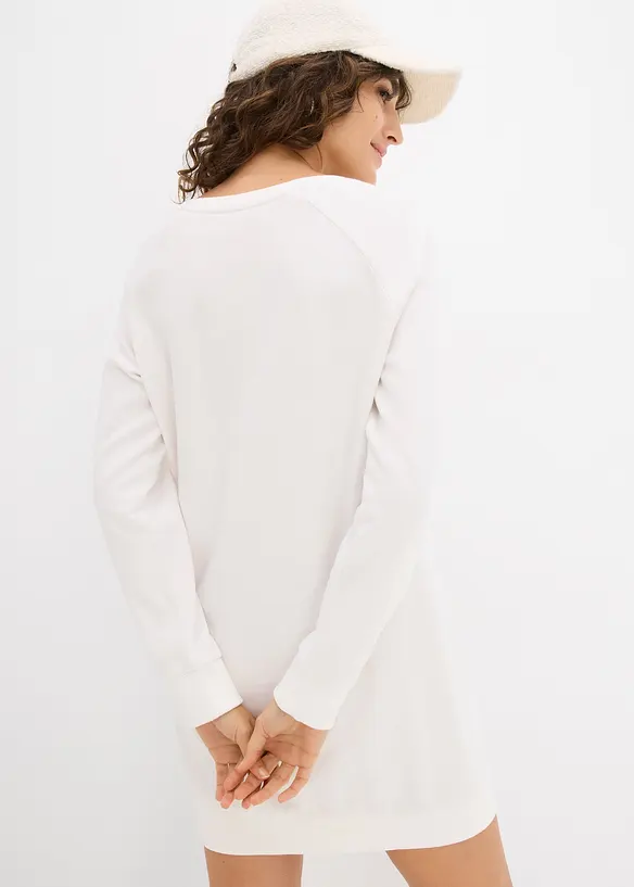 Sweatkleid in weiß von hinten (Totalaufnahme) - bonprix