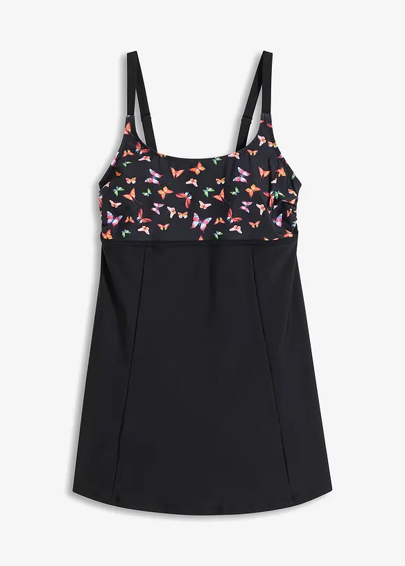 Badekleid mit leichter Formkraft in schwarz von vorne - bonprix