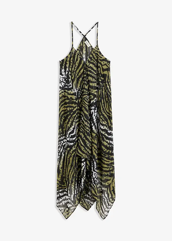 Transparentes Strand Maxikleid aus leichtem Chiffon in grün von vorne - bonprix