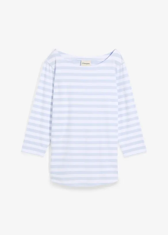 Shirt mit U-Boot-Ausschnitt in blau von vorne - bonprix