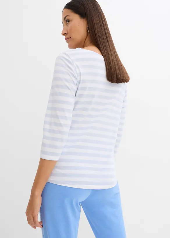 Shirt mit U-Boot-Ausschnitt in blau von hinten (im Anschnitt) - bonprix