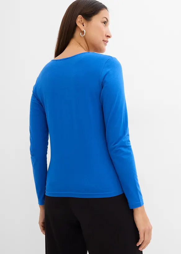 Langarmshirt mit reiner Bio-Baumwolle in blau von hinten (im Anschnitt) - bonprix