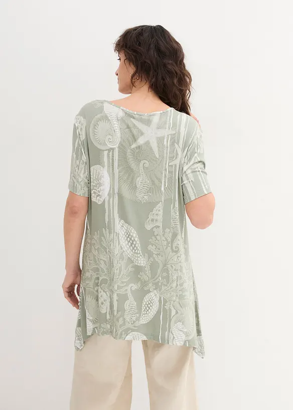 Longshirt aus softem Viskose-Mix in grün von hinten (im Anschnitt) - bonprix