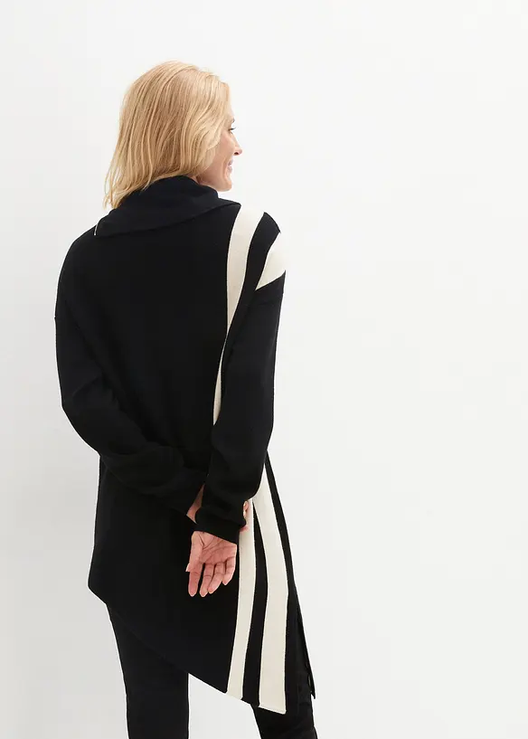 Longpullover mit Zipfel in schwarz von hinten (im Anschnitt) - bonprix