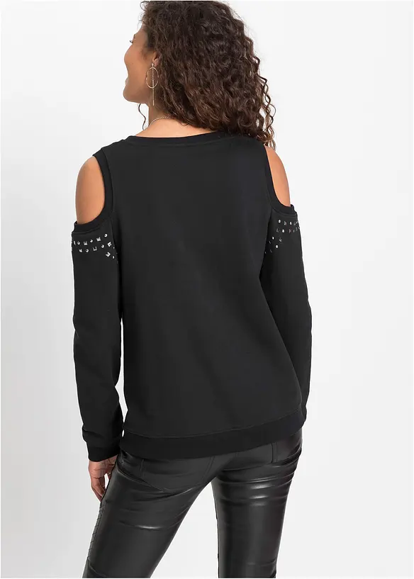 Sweatshirt mit Cut-Outs in schwarz von hinten (im Anschnitt) - bonprix
