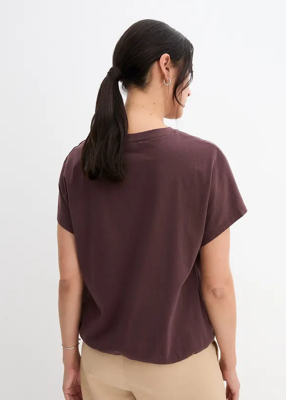 Shirt mit Bindedetail am Saum aus Baumwolle-Viskose-Mix in braun von hinten (im Anschnitt) - bonprix Shirt mit Bindedetail am Saum aus Baumwolle-Viskose-Mix in braun von hinten (im Anschnitt) - bonprix