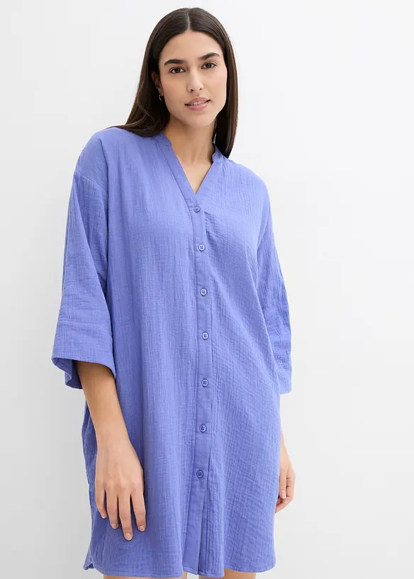 Blusenkleid aus Musselin in lila von vorne (Totalaufnahme) - bonprix