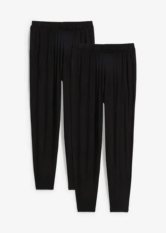Jersey-Schlupfhose aus leichter Viskose (2er Pack) in schwarz von vorne - bonprix Jersey-Schlupfhose aus leichter Viskose (2er Pack) in schwarz von vorne - bonprix