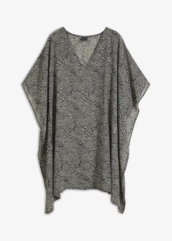 Strandtunika aus leichtem Chiffon in schwarz von vorne - bonprix