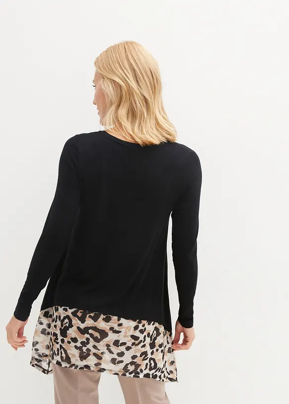 Longshirt aus fließender Viskose in schwarz von hinten (im Anschnitt) - bonprix Longshirt aus fließender Viskose in schwarz von hinten (im Anschnitt) - bonprix