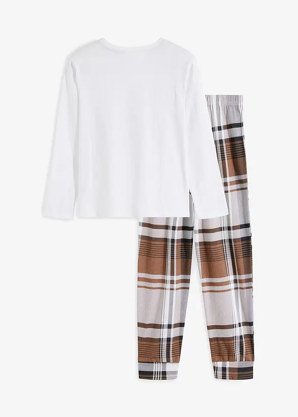 Pyjama aus reiner Baumwolle (2-tlg. Set) in weiß von hinten - bonprix