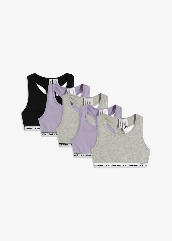 Bustier mit weicher Baumwolle (5er Pack) in lila von vorne - bonprix