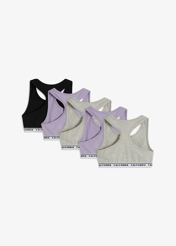 Bustier mit weicher Baumwolle (5er Pack) in lila von hinten - bonprix