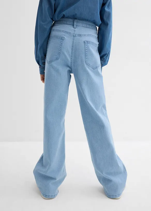 Wide-Leg-Jeans Mid Waist in blau von hinten - bonprix