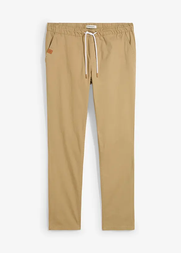 Regular Fit Stretch-Schlupfhose, Straight in braun von vorne - bonprix