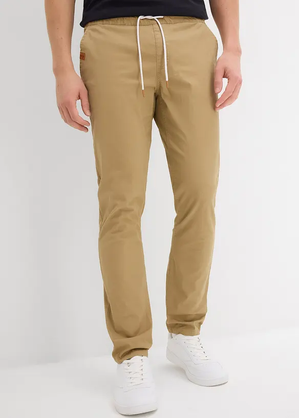 Regular Fit Stretch-Schlupfhose, Straight in braun von vorne - bonprix