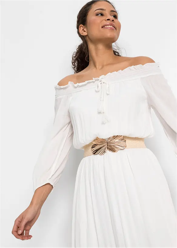 Stretchgürtel mit auffälliger Schnalle in beige von vorne (im Anschnitt) - bonprix
