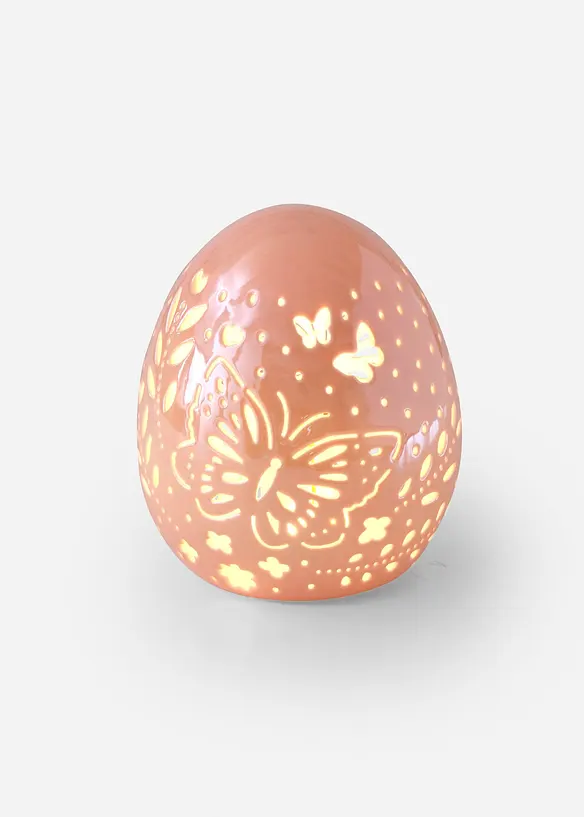 LED Deko-Objekt Ei mit Schmetterling Ausstanzung in rosa von vorne - bonprix