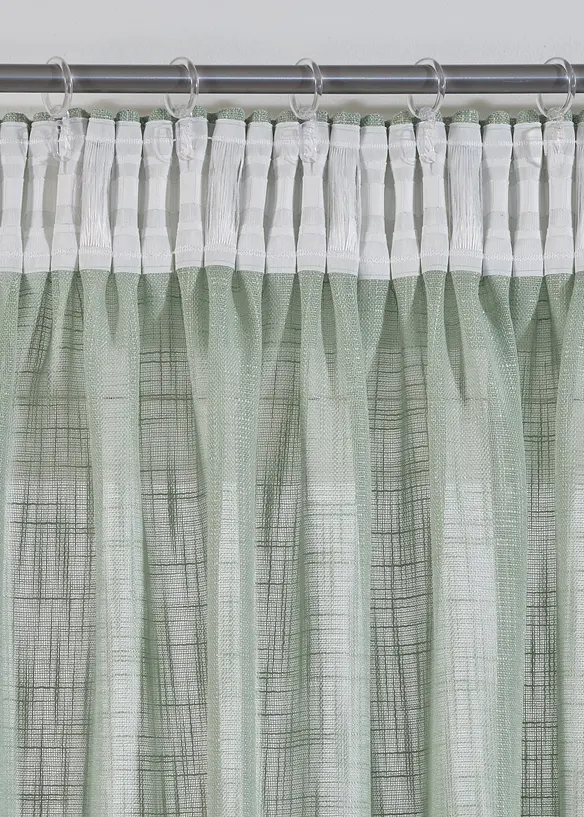 Halbtransparenter Vorhang mit Struktur (2er Pack) in grün - bonprix
