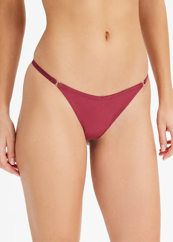 String mit V-Shape mit Bio-Baumwolle (4er Pack) in schwarz von vorne - bonprix