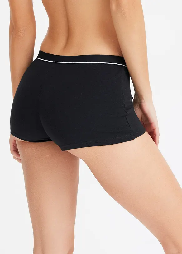 Damen Boxer mit Bio-Baumwolle (4er Pack) in schwarz von hinten - bonprix