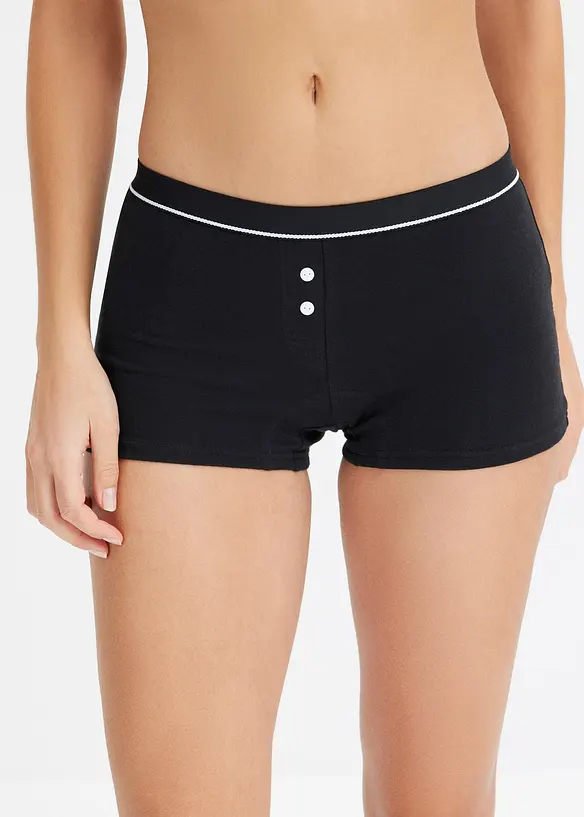 Damen Boxer mit Bio-Baumwolle (4er Pack) in schwarz von vorne - bonprix