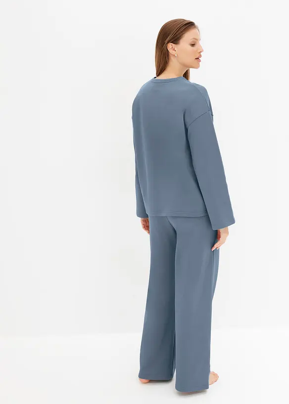 Oversized Loungewear Sweat Hausanzug in blau von hinten (Totalaufnahme) - bonprix